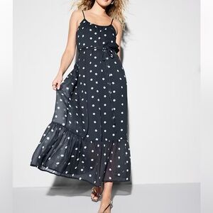 Old Navy Black Polka Dot Chiffon Maxi Dress